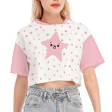 Kawaii Heaven Women's Classic Cropped T-shirt - 190GSM Cotton Crop Top with Navel