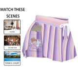 Kawaii Heaven Women's Pastel Striped Princess & Unicorn Skorts with Pockets