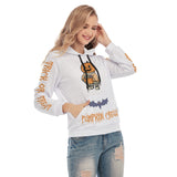 Kawaii Heaven Halloween Pumpkin Print Slim Fit Women's Hoodie with Adjustable Hood and Front Pocket