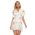 Sunlit Blossom Wrap Dress with Stand-up Collar for Women | Casual Style