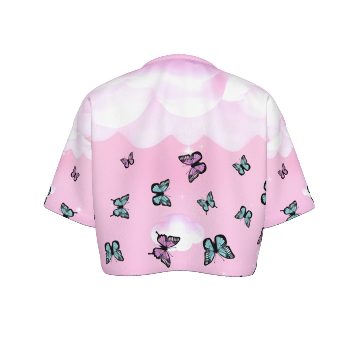Pastel Rainbow Bunny Butterfly Crop Top | 190GSM Cotton