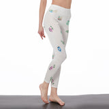 Kawaii Heaven Women's High Waist Leggings with Watercolor Floral Design | Side Stitch Closure