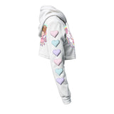 Kawaii Heaven Cute Unicorn and Girl Cropped Hoodie - Pastel Women's Fleece Hoodie