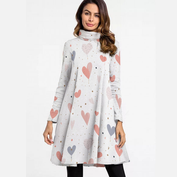 Kawaii Heaven Women's High Neck Long Sleeve Dress | Microfiber | Autumn Style
