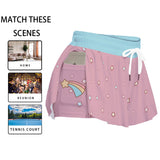 Kawaii Heaven Women's Rainbow Star Print Active Skort with Built-in Shorts