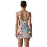 Floral Wrap Mini Dress with Built-In Shorts – Sleeveless Summer Dress