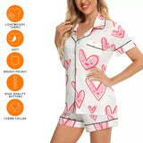 Kawaii Heaven Women's Sweetheart Dreams Imitation Silk Pajama Set for Summer Comfort