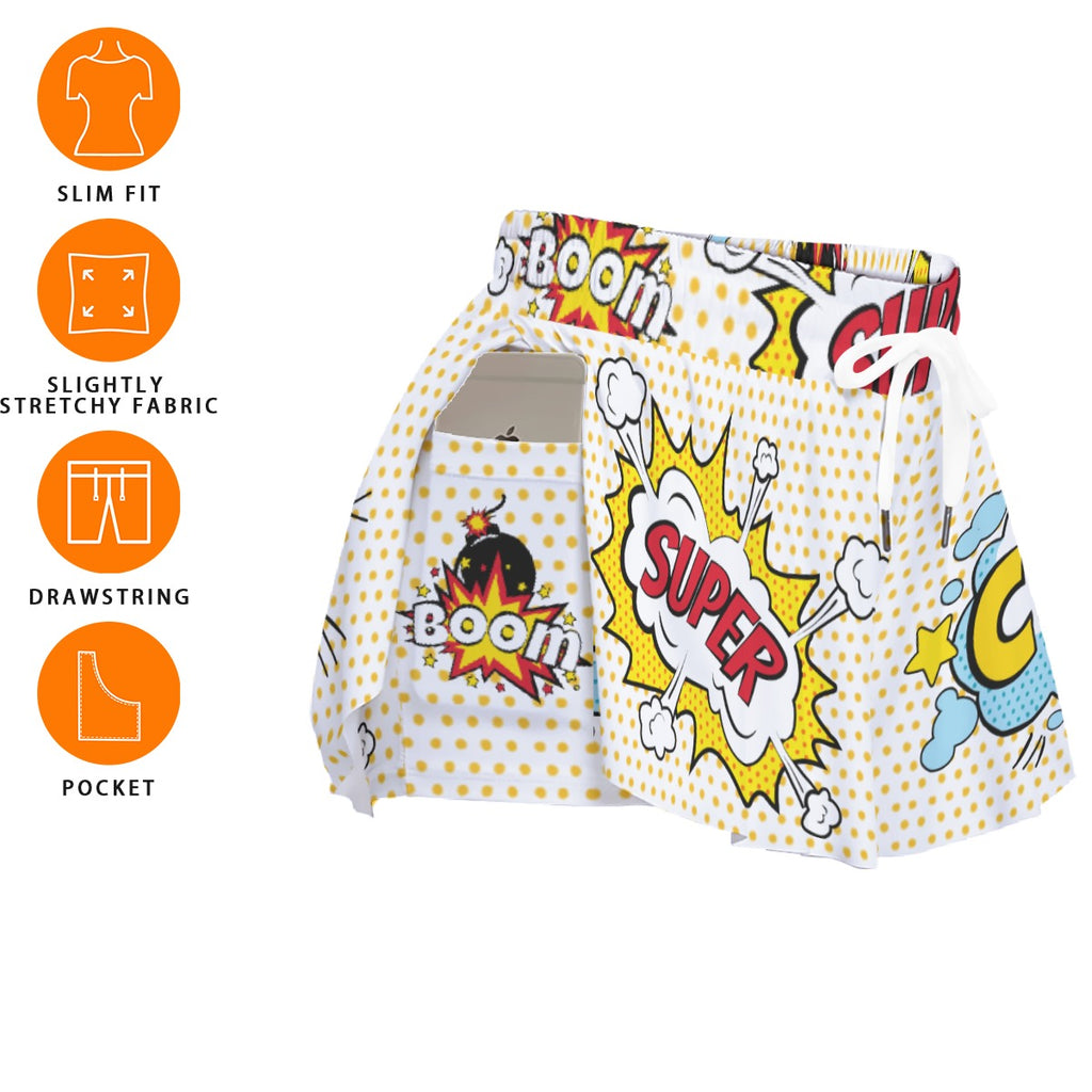 Kawaii Sport Skorts with Pocket - Soft & Comfortable Athletic Skort for Sports and Fashion