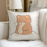 Kawaii Bear Print Throw Pillow with Insert - Cute Decorative Couch Cushion for Home Bedroom Sofa