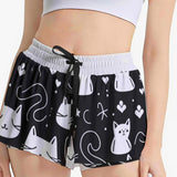 Women's Midnight Meow Active Skort with Hidden Cat Print | Kawaii Heaven