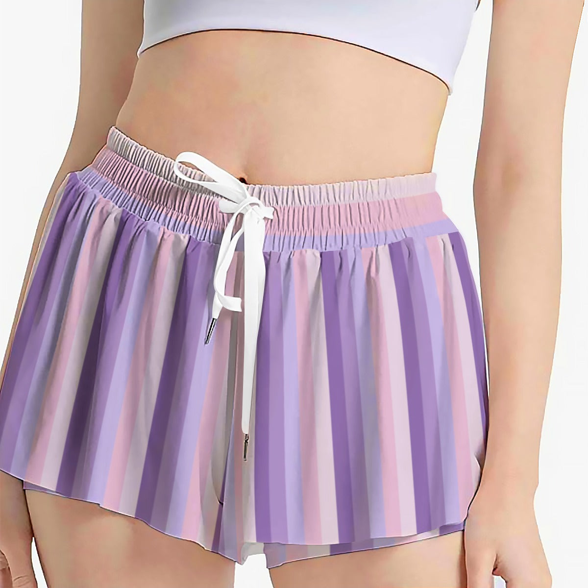 Kawaii Heaven Women's Pastel Striped Princess & Unicorn Skorts with Pockets