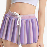 Kawaii Heaven Women's Pastel Striped Princess & Unicorn Skorts with Pockets