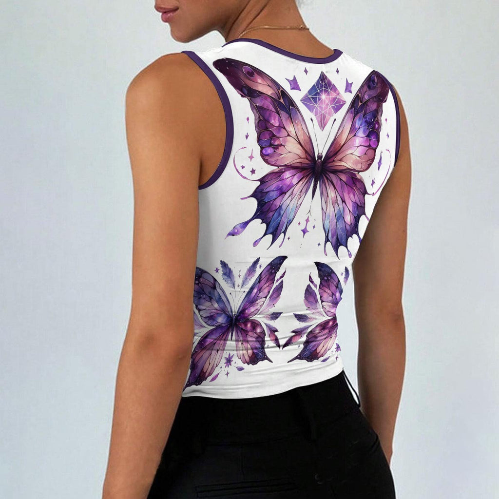 Purple Butterfly Tank Top – Fairycore Square Neck Sleeveless Top
