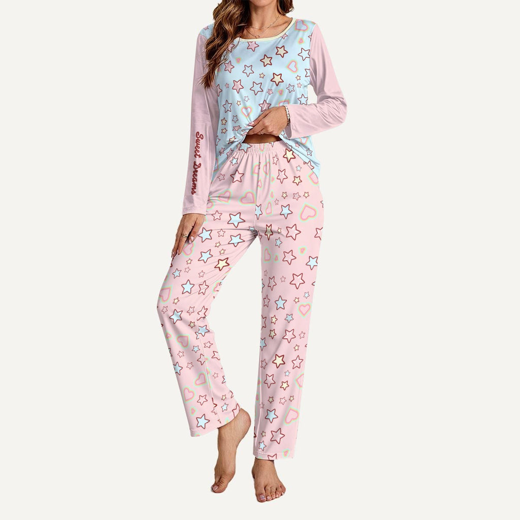 Pastel Star Pajama Set – Cute Pink Blue Loungewear Set