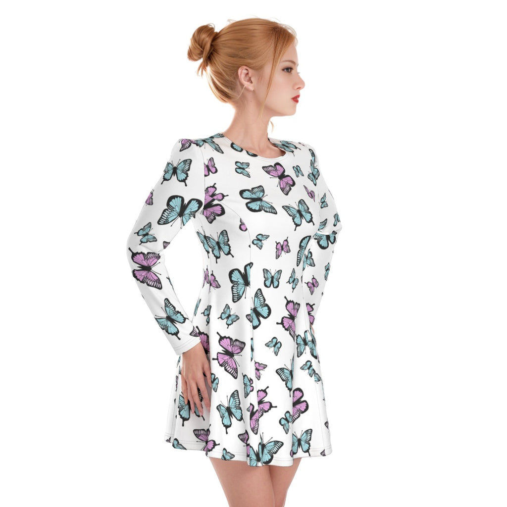 Kawaii Heaven Women's Irish Butterfly Dream Long Sleeve Skater Dress