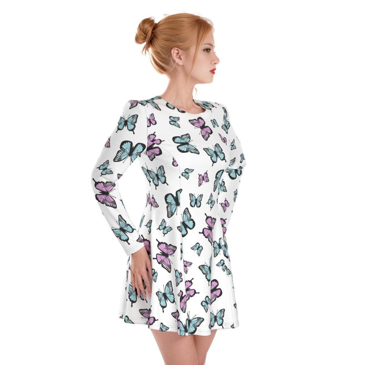 Kawaii Heaven Women's Irish Butterfly Dream Long Sleeve Skater Dress