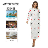 Kawaii Heaven Women's Sexy Close-Fitting Hip Dress with Zipper | Queen of Cards Maxi Dress