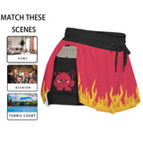 Women's Kawaii Devil Flame Skorts with Pockets for Sports & Fashion