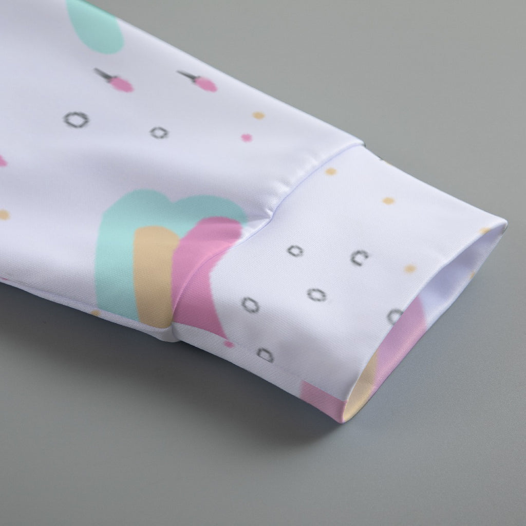 Kawaii Rainbow Unicorn Pullover Hoodie – White Pastel Sweatshirt with Cute Graphic Print, Scuba Fabric