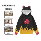 Kawaii Devil Flame Women's Hoodie with Cat Ears - Fashionable Streetwear