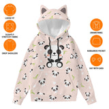 Kawaii Panda Hoodie with Ears - Cute Animal Pullover Sweatshirt for Women