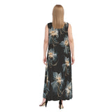 Kawaii Heaven Women's Elegant Floral Black Sleeveless Rayon Maxi Dress