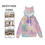 Kawaii Cat Ear Hoodie – Pastel Coffee Vibes, Cute Cozy Hoodie for Everyday Wear