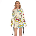 Kawaii Heaven Women's One-Shoulder Ruched Bodycon Dress with Comic Print