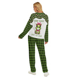 Funny Christmas Pajama Set – “Merry Whatever / Santa Can’t Fix This” Green Plaid Loungewear