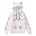 Kawaii Heaven Women's Cute Cat Ear Hoodie with Pink Paw Print