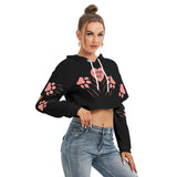 GRRR Me Cropped Hoodie – Kawaii Paw Print Fleece Lined Hoodie