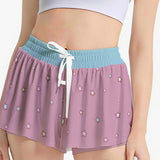 Kawaii Heaven Women's Rainbow Star Print Active Skort with Built-in Shorts