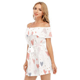 Kawaii Heaven Women's Off-Shoulder Ruffle Dress with Lotus Lace | Sweetheart Charm
