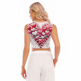 Heart Splash Crop Top – Sleeveless Loose Fit Graphic Top