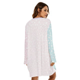 Pastel Kawaii Skeleton Nightdress – Oversized Long Sleeve Sleepwear with Pockets