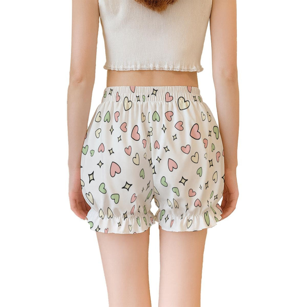 Kawaii Matcha Bunny Ruffle Shorts – Cute Summer Shorts with Pockets