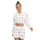 Kawaii Heaven Women's Queen of Hearts Brush Back Micro Fleece Hoodie & Shorts Set