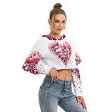 Heart Print Crop Hoodie – Cozy Cropped Hoodie with Drawstring
