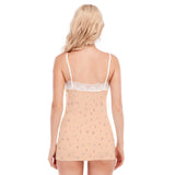 Kawaii Heaven Women's Bear Print Lace Trim Pajama Set - Cute Sleepwear with Cami Top & Shorts