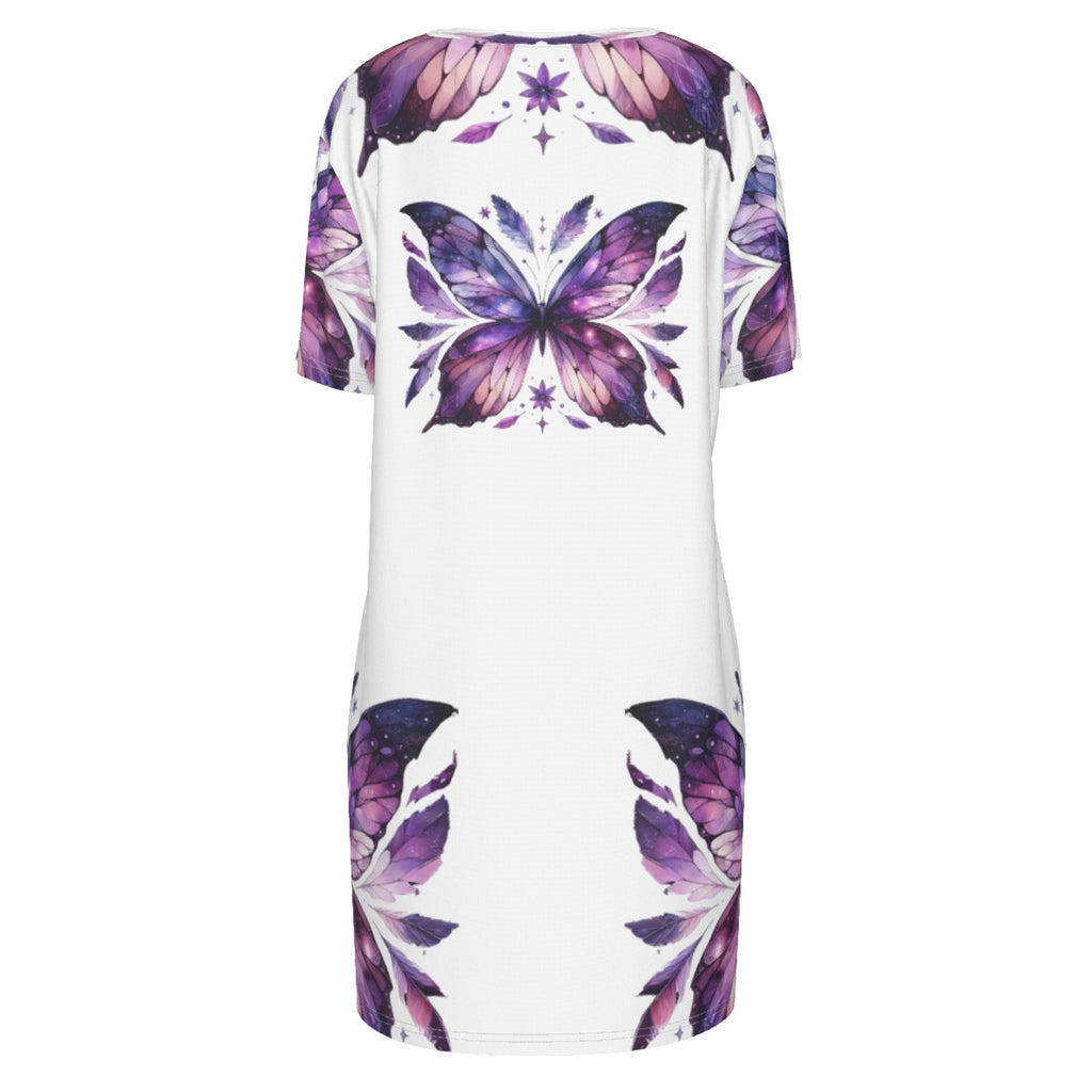 Purple Butterfly T-Shirt Dress – Fairycore Casual Summer Dress