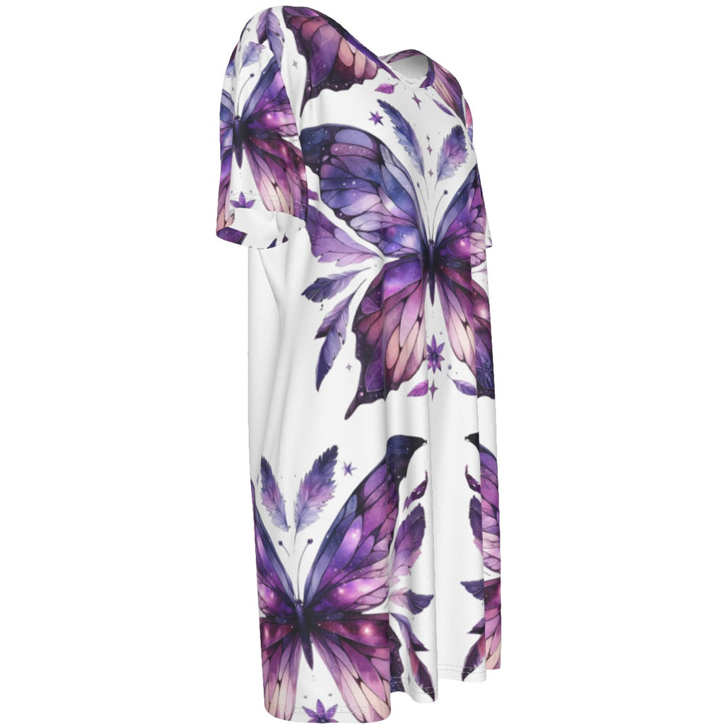 Purple Butterfly T-Shirt Dress – Fairycore Casual Summer Dress