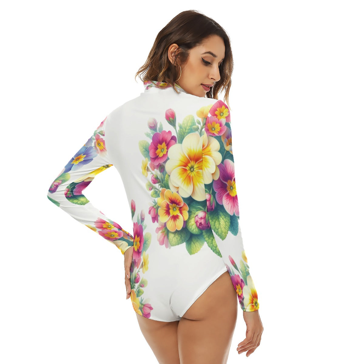 Colorful Floral Turtleneck Bodysuit