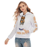 Kawaii Heaven Halloween Pumpkin Print Slim Fit Women's Hoodie with Adjustable Hood and Front Pocket