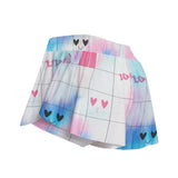 Kawaii Heaven Women's Pastel Love Grid Skort with Heartful Style & Pocket