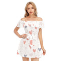 Kawaii Heaven Women's Off-Shoulder Ruffle Dress with Lotus Lace | Sweetheart Charm