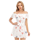 Kawaii Heaven Women's Off-Shoulder Ruffle Dress with Lotus Lace | Sweetheart Charm