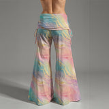 Pastel Galaxy Wide Leg Pants – High Waist Flowy Boho Trousers