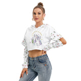 Unicorn Cropped Hoodie with Heart Sleeves – Soft Fleece Interior & Cute Pastel Design