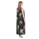 Kawaii Heaven Women's Elegant Floral Black Sleeveless Rayon Maxi Dress
