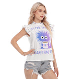 Funny Coffee Monster Women’s Blouse with Ruffle Details